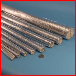 Aluminized PET film coated fiberglass split sleeve with adhesive closure