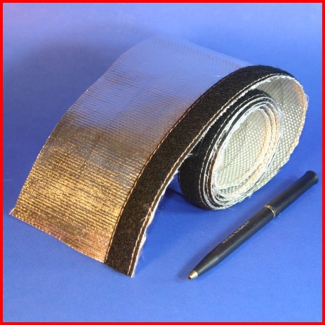 aluminum foil coated fiberglass sleeve with hook loop closure heat reflective wire cable hose protection